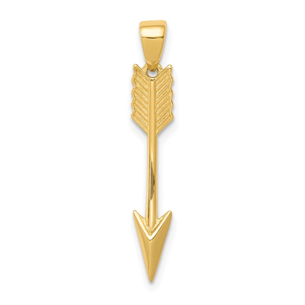14k Yellow Gold Vertical Arrow Pendant, Item P26364 by The Black Bow Jewelry Co.