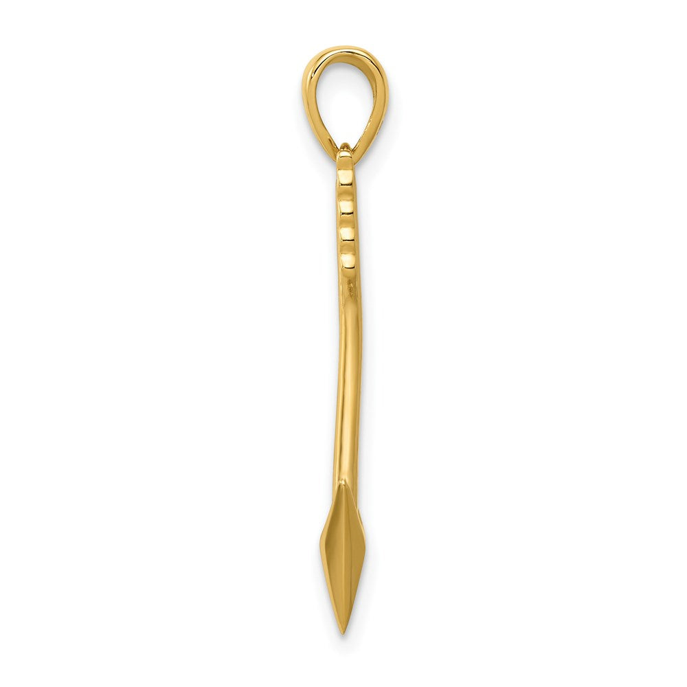 Alternate view of the 14k Yellow Gold Vertical Arrow Pendant, 5 x 29mm by The Black Bow Jewelry Co.