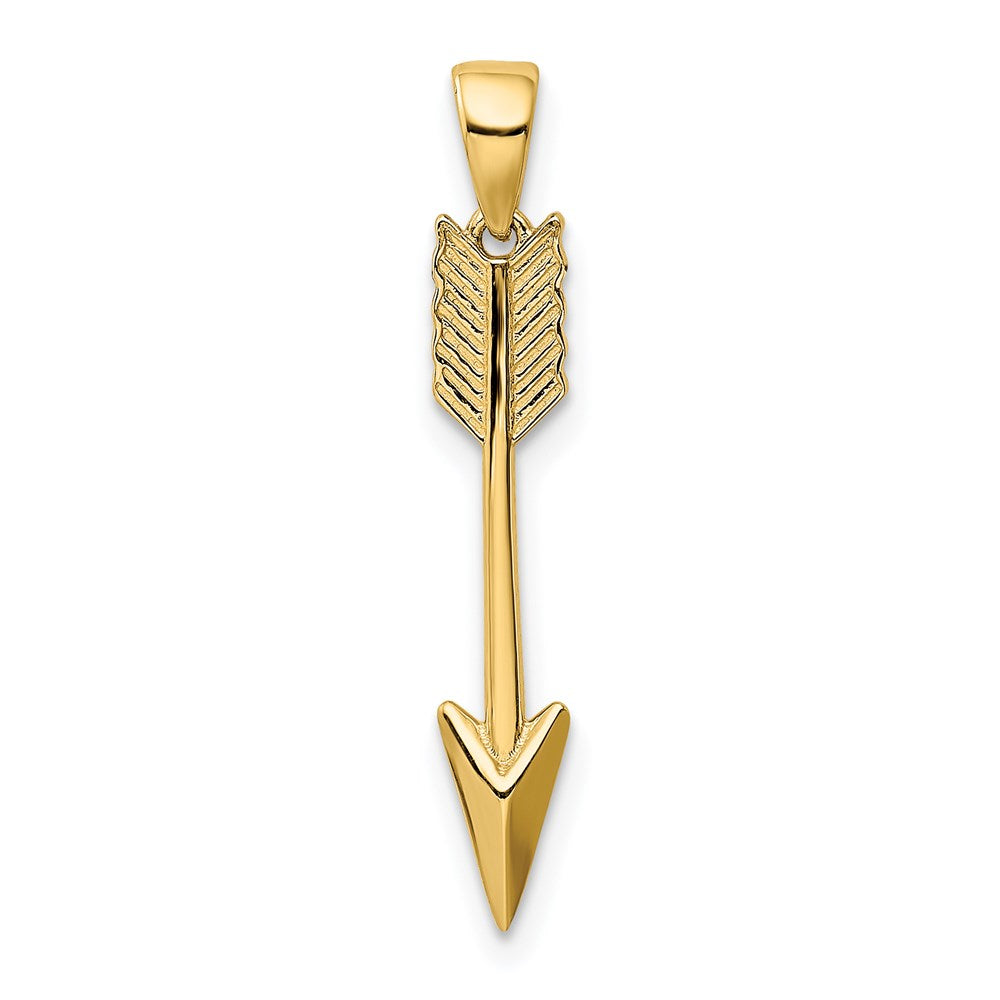 Alternate view of the 14k Yellow Gold Vertical Arrow Pendant, 5 x 29mm by The Black Bow Jewelry Co.