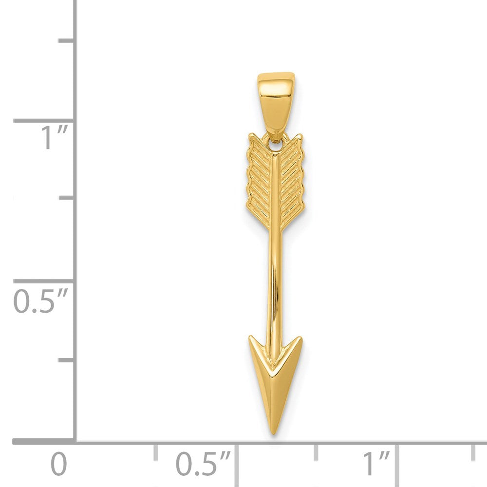Alternate view of the 14k Yellow Gold Vertical Arrow Pendant, 5 x 29mm by The Black Bow Jewelry Co.