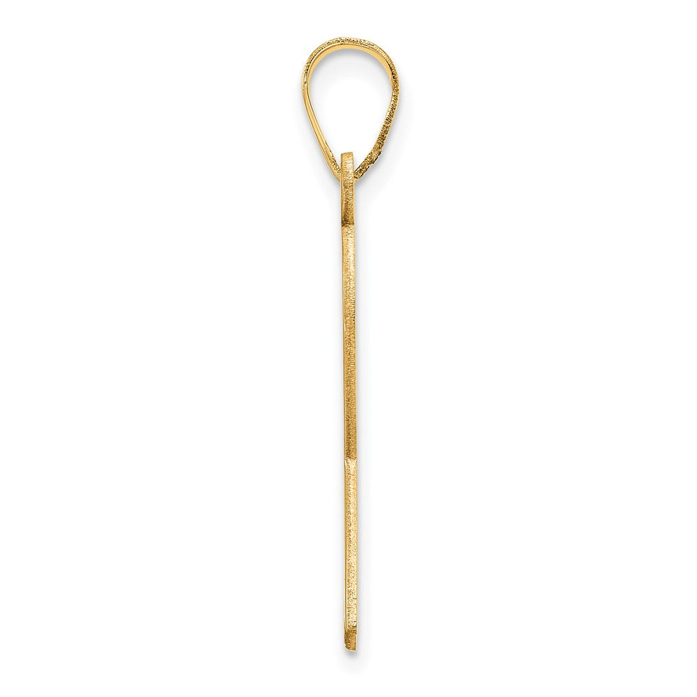 Alternate view of the 14k Yellow Gold & Pink Enamel Awareness Ribbon Pendant, 15 x 29mm by The Black Bow Jewelry Co.