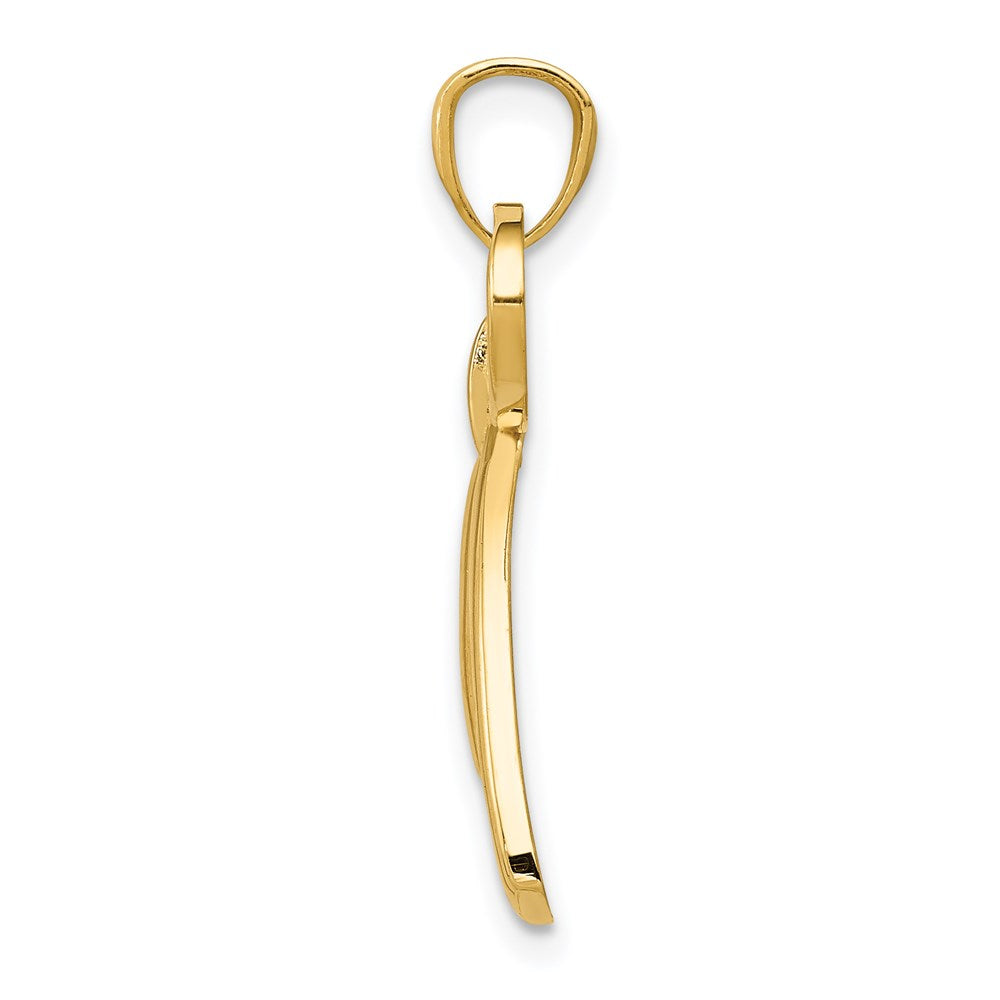 Alternate view of the 14k Yellow Gold Polished Ribbon Bow Pendant, 23mm (7/8 inch) by The Black Bow Jewelry Co.