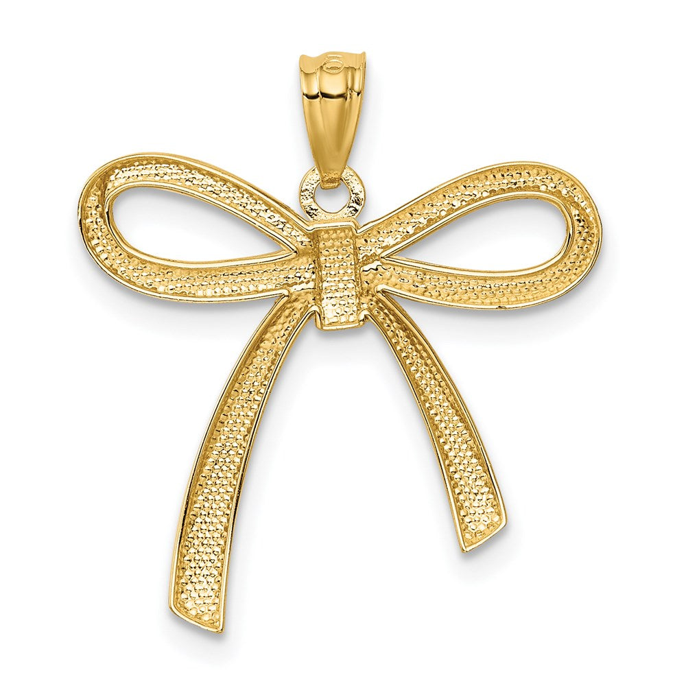 Alternate view of the 14k Yellow Gold Polished Ribbon Bow Pendant, 23mm (7/8 inch) by The Black Bow Jewelry Co.
