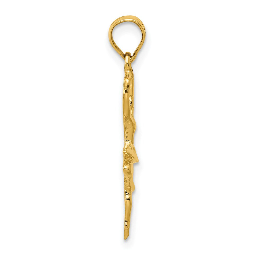 Alternate view of the 14k Yellow Gold Pointe Ballerina Pendant, 8 x 27mm by The Black Bow Jewelry Co.