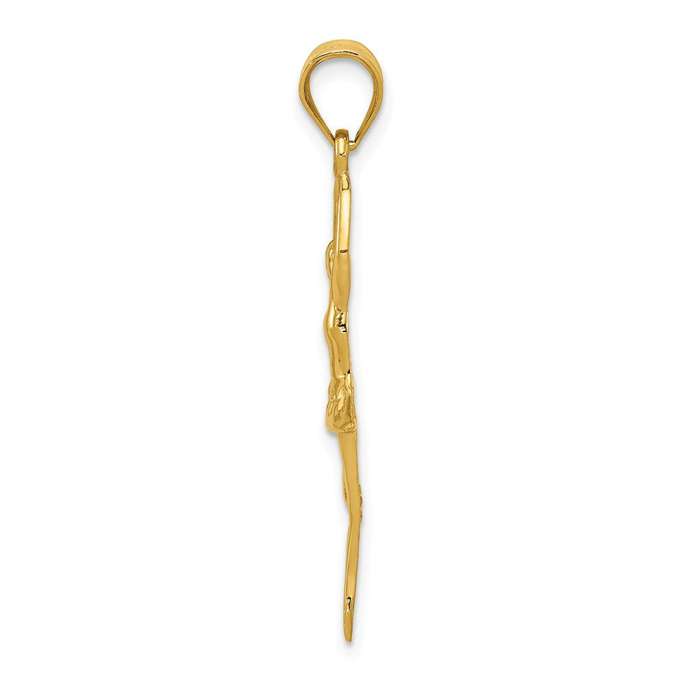 Alternate view of the 14k Yellow Gold Pointe Ballerina Pendant, 12 x 36mm by The Black Bow Jewelry Co.