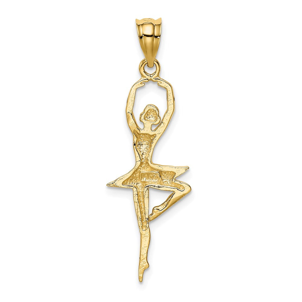 Alternate view of the 14k Yellow Gold Pointe Ballerina Pendant by The Black Bow Jewelry Co.