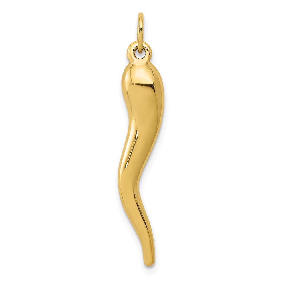 14k Yellow Gold Hollow Italian Horn Pendant, 5mm, Item P26374 by The Black Bow Jewelry Co.