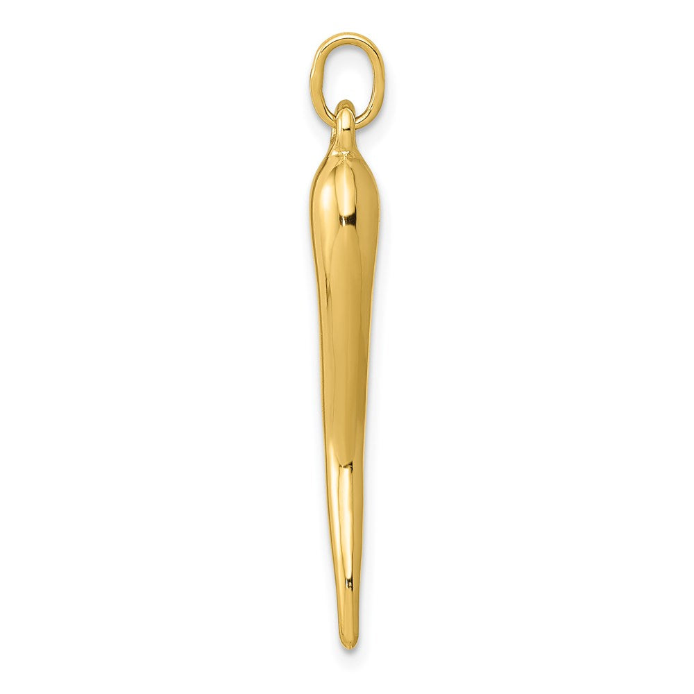 Alternate view of the 14k Yellow Gold Hollow Italian Horn Pendant, 5 x 30mm by The Black Bow Jewelry Co.