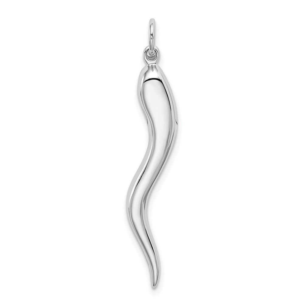 14k White or Yellow Gold Solid Large Italian Horn Pendant, 5 x 40mm, Item P26376 by The Black Bow Jewelry Co.
