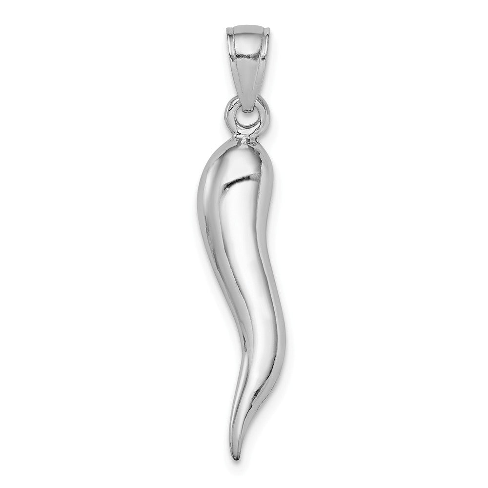 14k Yellow or White Gold Large Solid Italian Horn Pendant, 5 x 33mm, Item P26377 by The Black Bow Jewelry Co.