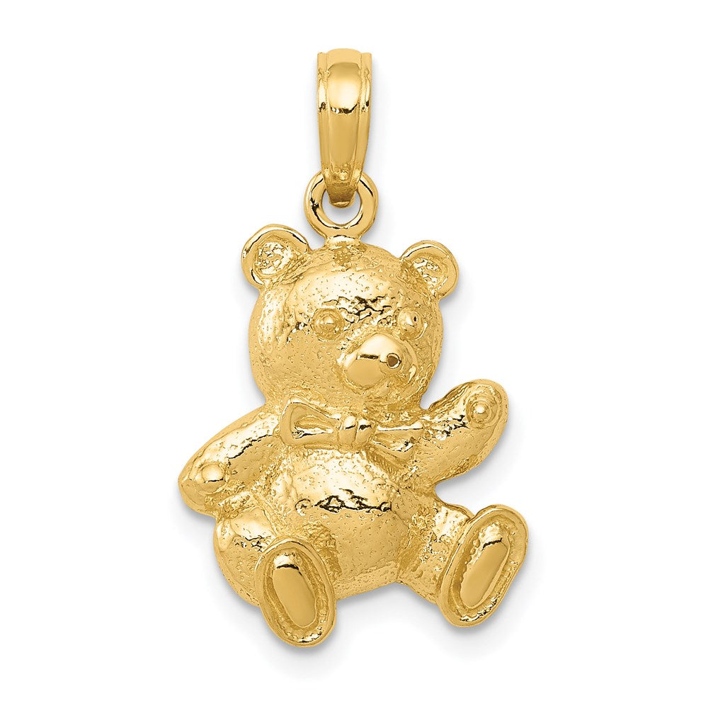 14k Yellow Gold 2D Teddy Bear Pendant, Item P26379 by The Black Bow Jewelry Co.