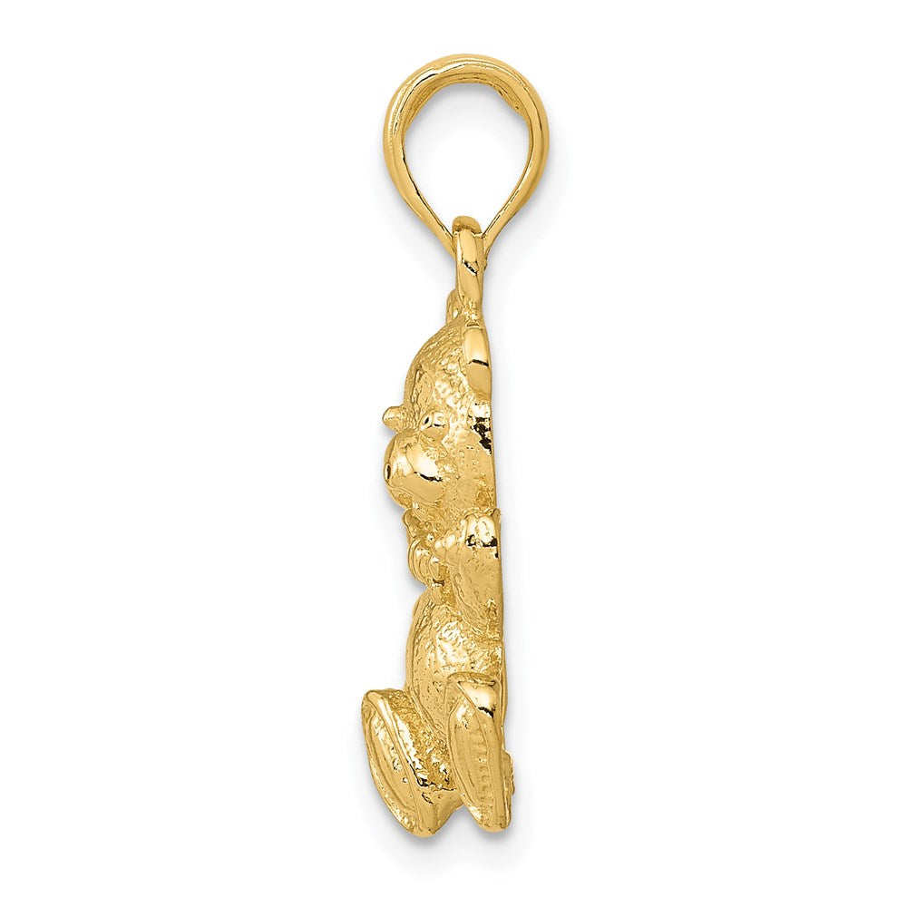 Alternate view of the 14k Yellow Gold 2D Teddy Bear Pendant by The Black Bow Jewelry Co.