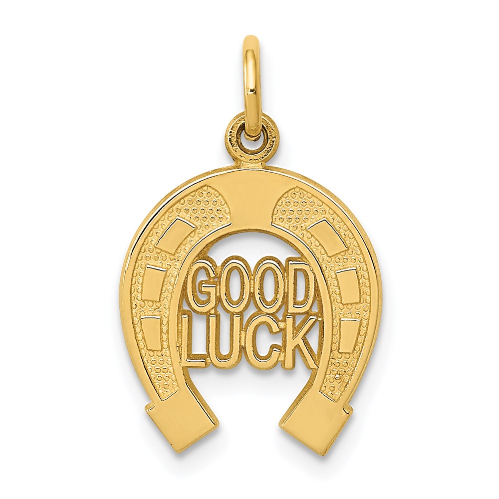 14k White or Yellow Gold Good Luck Horseshoe Charm or Pendant, 13mm