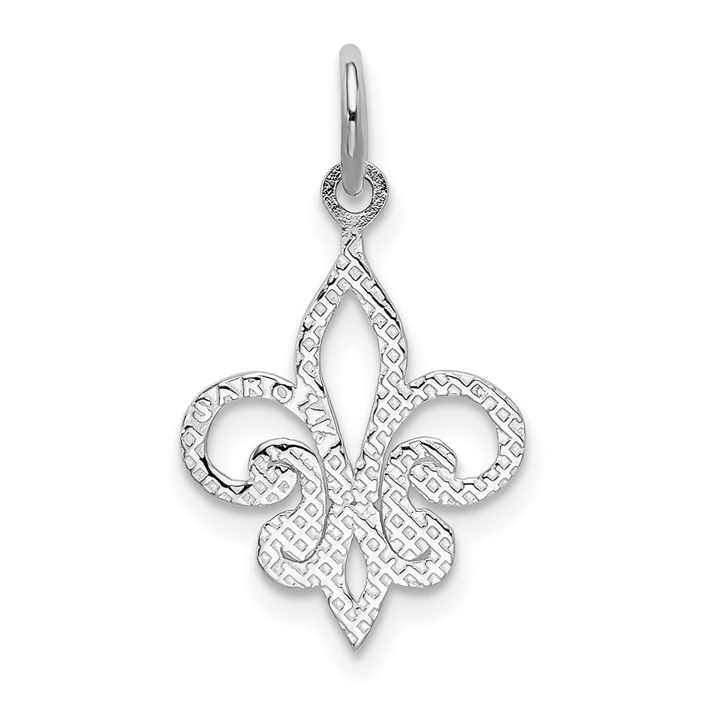 Alternate view of the 14k White Gold Fleur De Lis Charm or Pendant, 13mm (1/2 inch) by The Black Bow Jewelry Co.