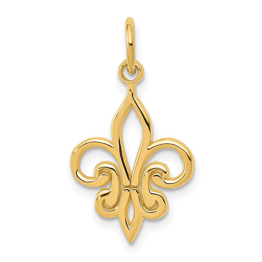 14k Yellow or White Gold Fleur De Lis Charm or Pendant, 13mm (1/2 in)