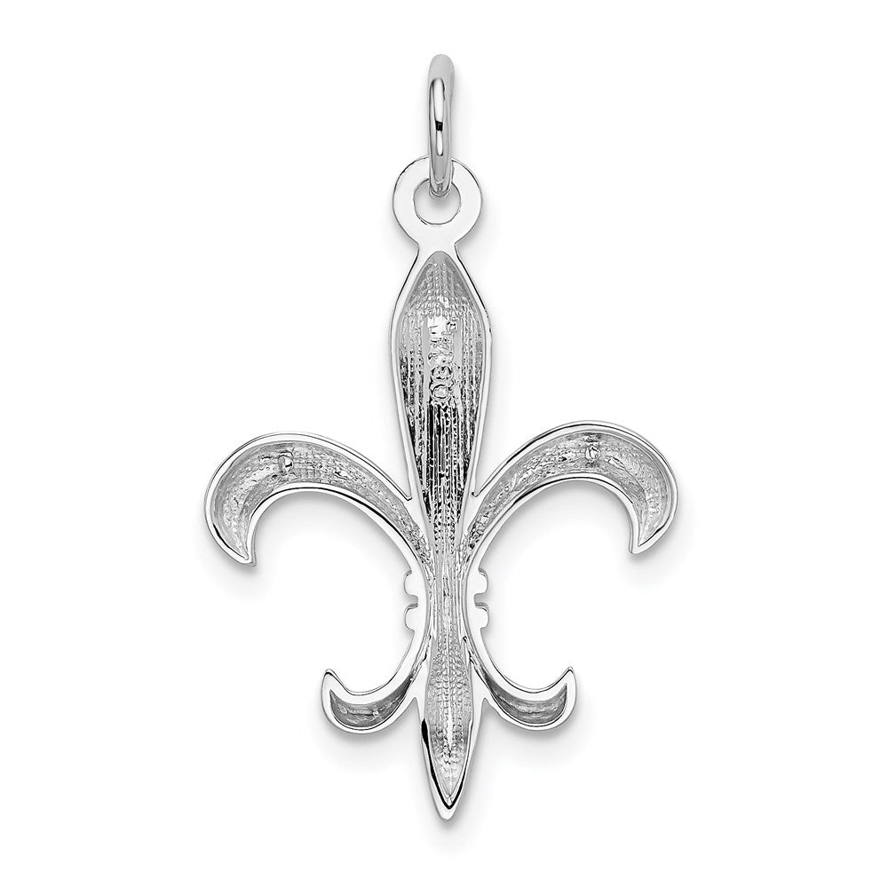 Alternate view of the 14k White Gold 2D Fleur De Lis Pendant, 18mm (11/16 inch) by The Black Bow Jewelry Co.