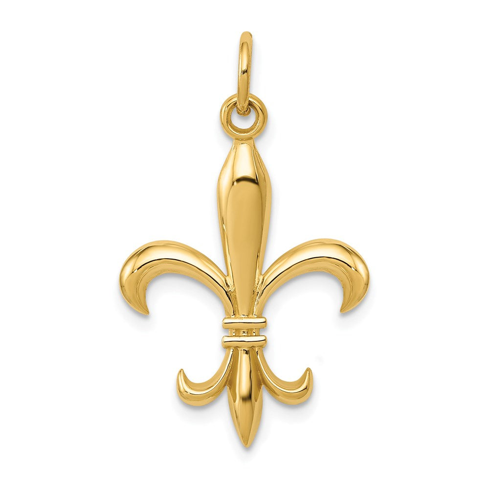 14k White or Yellow Gold 2D Fleur De Lis Pendant, 18mm (11/16 inch)