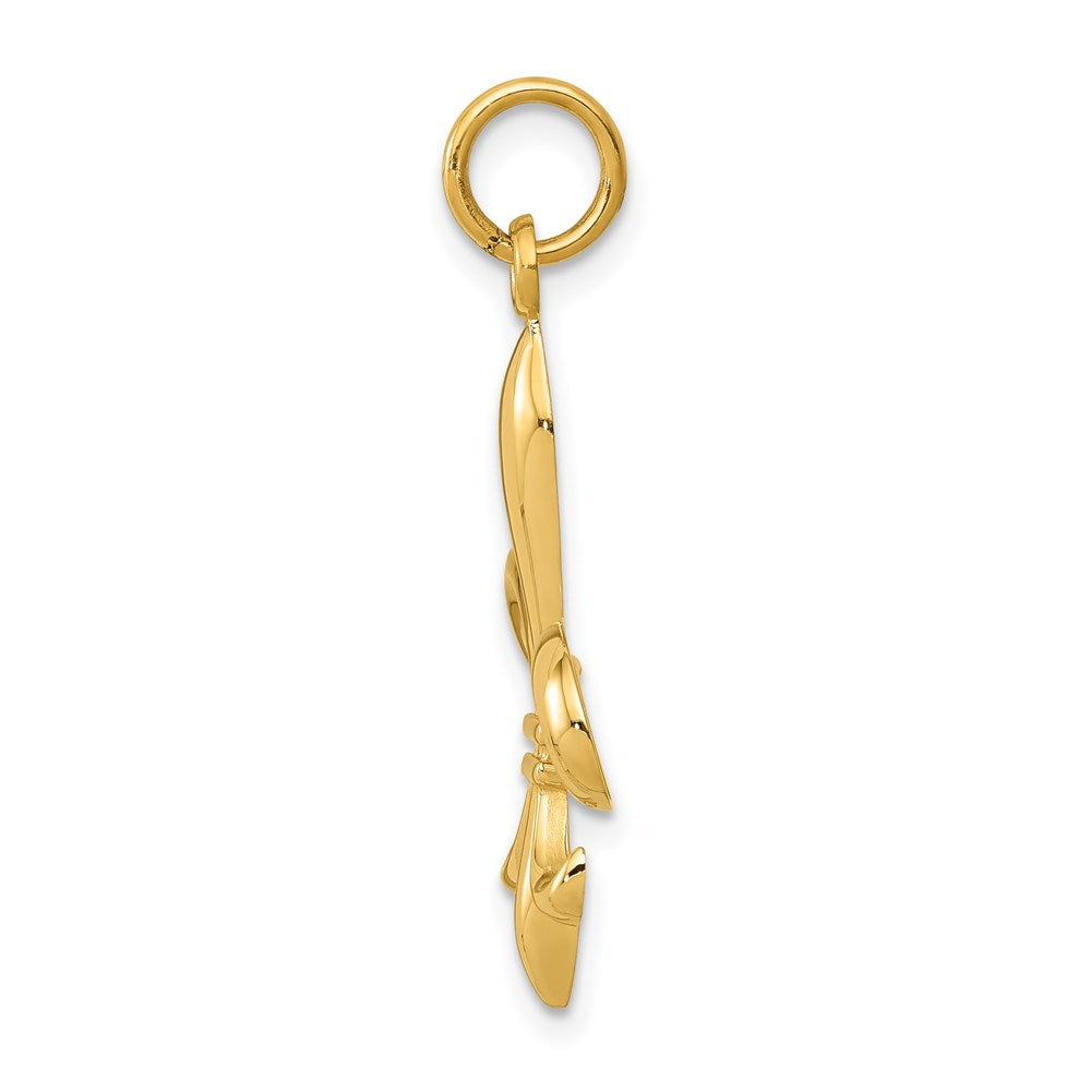 Alternate view of the 14k Yellow Gold 2D Fleur De Lis  Pendant, 18mm (11/16 inch) by The Black Bow Jewelry Co.