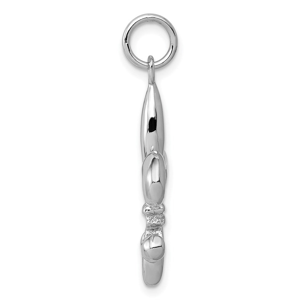 Alternate view of the 14k White or Yellow Gold Solid 3D Fleur De Lis Pendant, 17mm (5/8 in) by The Black Bow Jewelry Co.