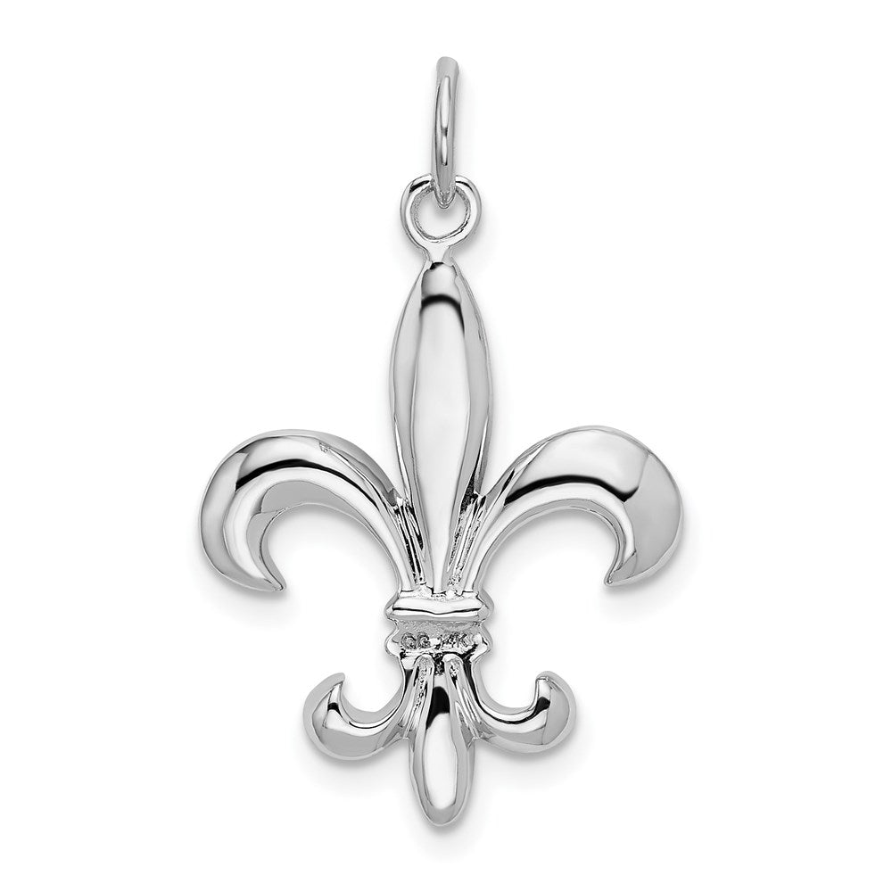 Alternate view of the 14k White Gold Solid 3D Fleur De Lis Pendant, 17mm (5/8 inch) by The Black Bow Jewelry Co.