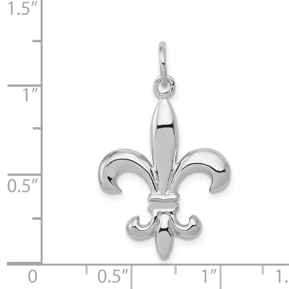 Alternate view of the 14k White Gold Solid 3D Fleur De Lis Pendant, 17mm (5/8 inch) by The Black Bow Jewelry Co.