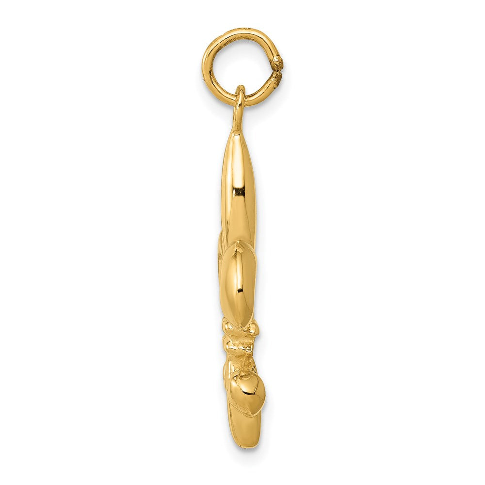 Alternate view of the 14k White or Yellow Gold Solid 3D Fleur De Lis Pendant, 17mm (5/8 in) by The Black Bow Jewelry Co.