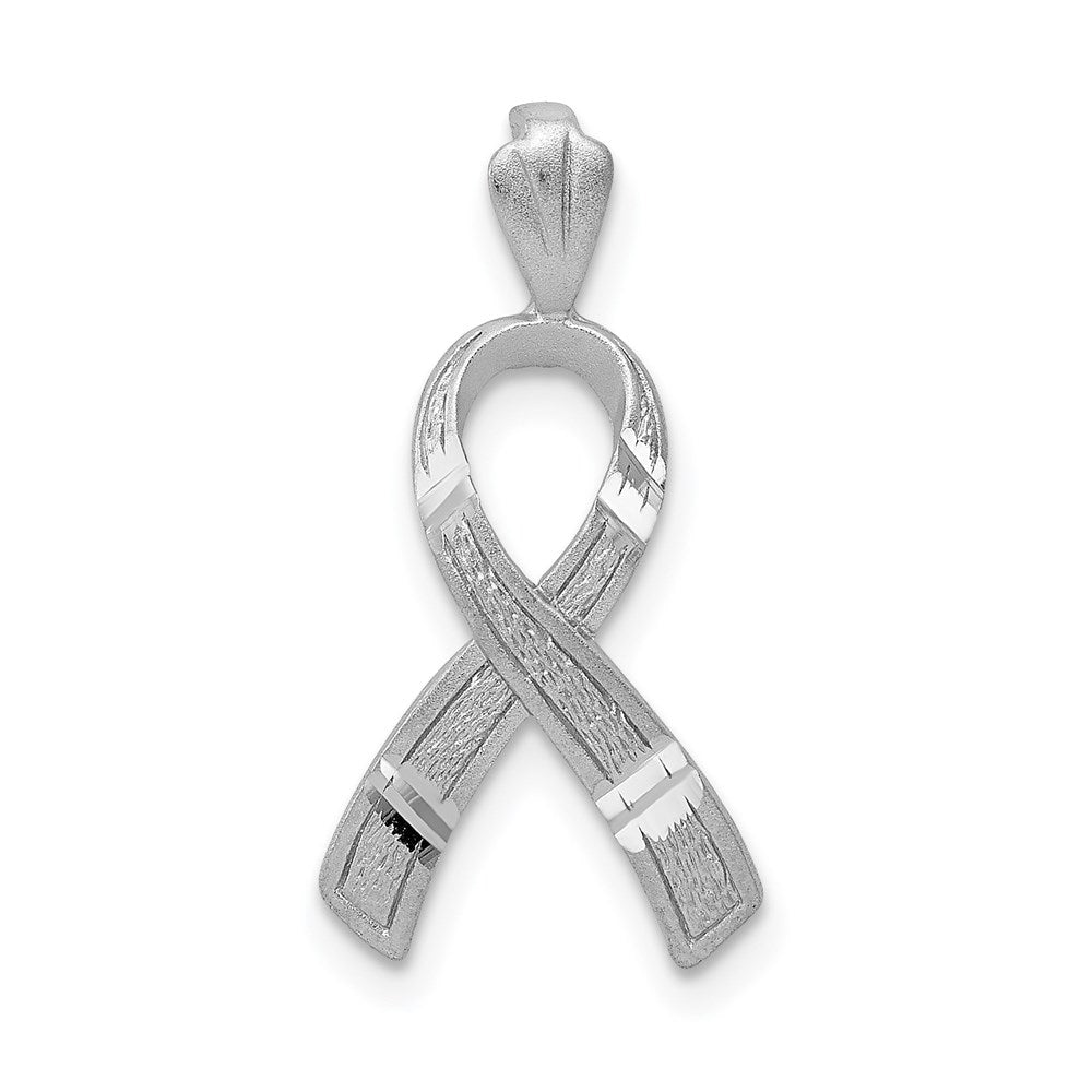 Alternate view of the 14k Yellow, White or Rose Gold Awareness Ribbon Pendant, 12mm by The Black Bow Jewelry Co.