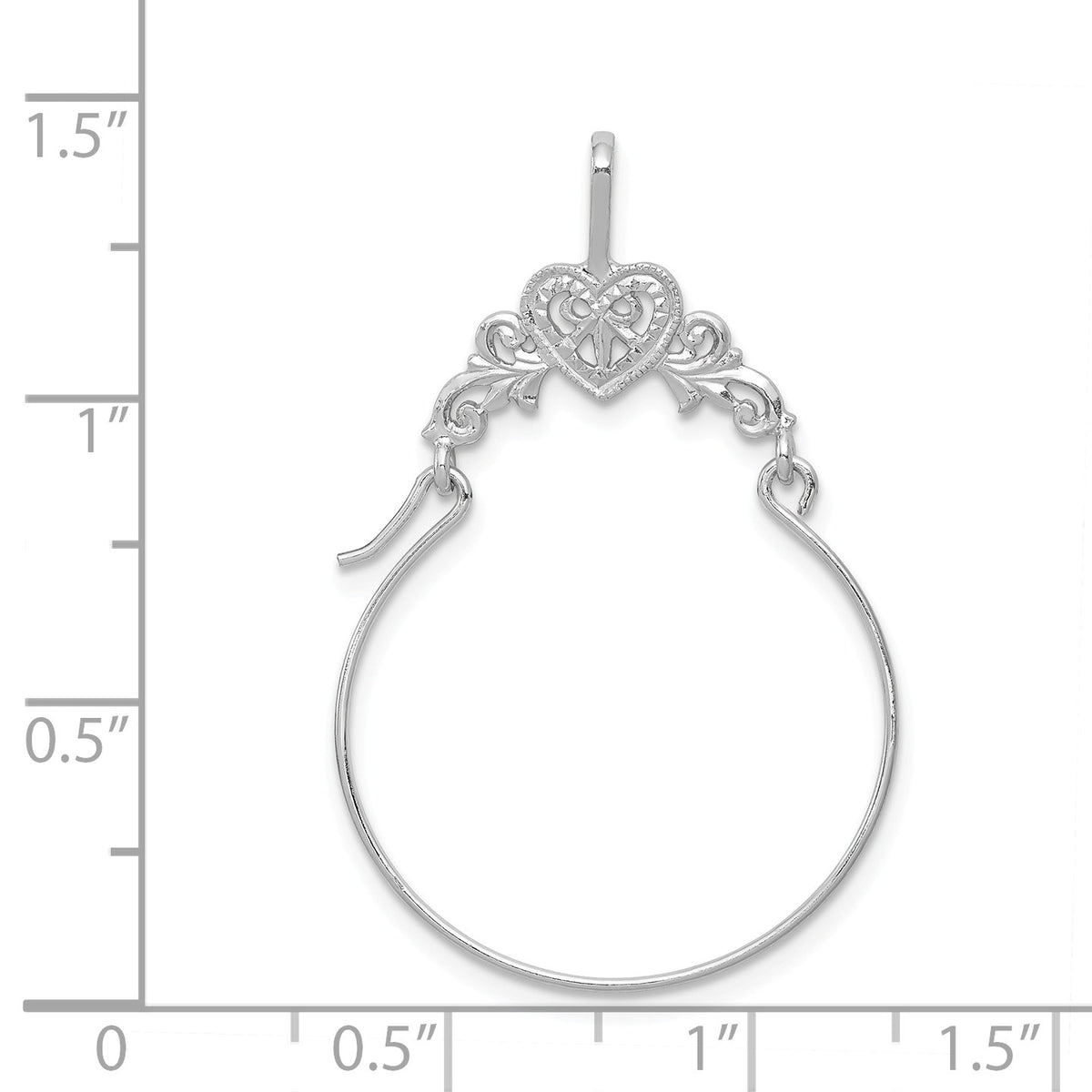 Alternate view of the 14k Yellow or White Gold Filigree Heart Charm Holder Pendant, 23mm by The Black Bow Jewelry Co.