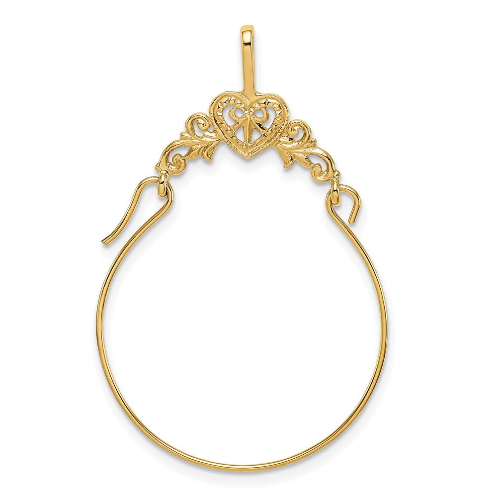 Alternate view of the 14k Yellow or White Gold Filigree Heart Charm Holder Pendant, 23mm by The Black Bow Jewelry Co.