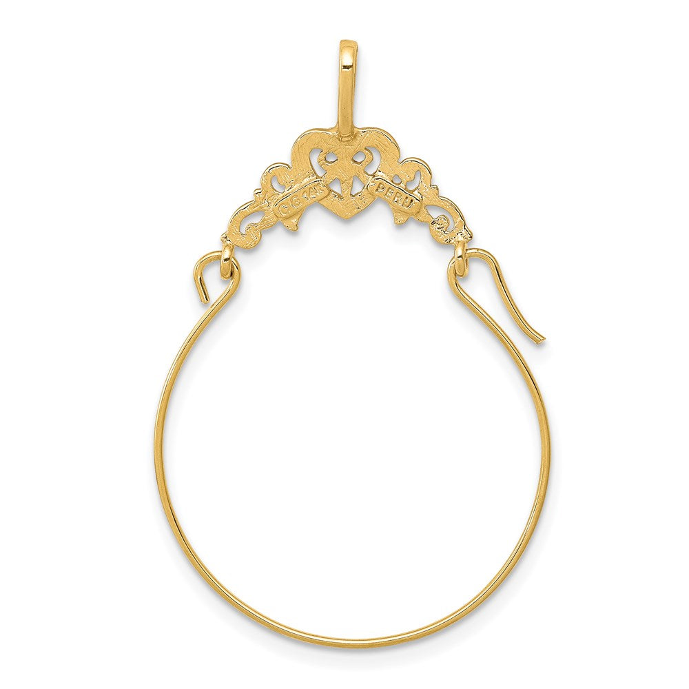 Alternate view of the 14k Yellow Gold Filigree Heart Charm Holder Pendant, 23mm by The Black Bow Jewelry Co.
