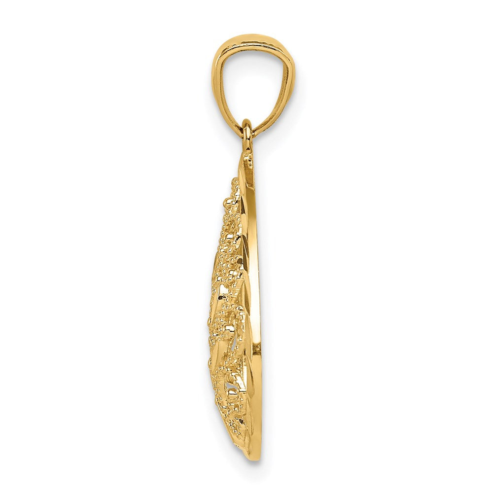 Alternate view of the 14k Yellow or White Gold Small Filigree Teardrop Pendant, 13mm by The Black Bow Jewelry Co.