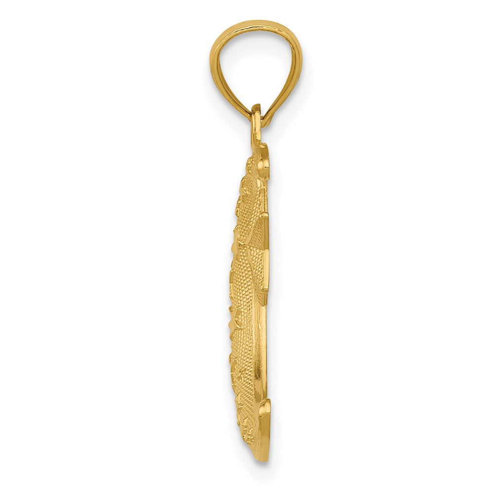 Alternate view of the 14k Yellow Gold Crescent Moon and Stars Pendant, 16mm by The Black Bow Jewelry Co.