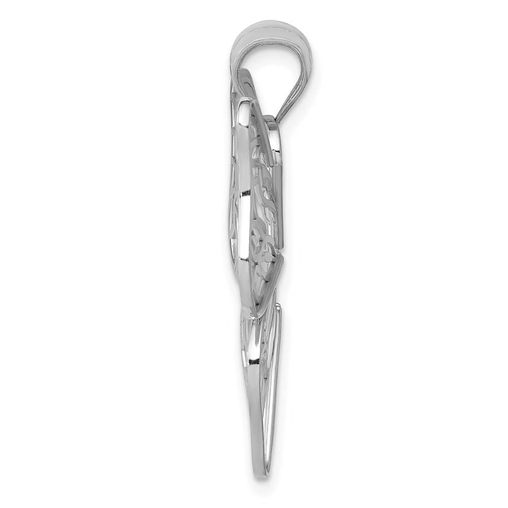 Alternate view of the 14k White Gold Large Open Butterfly Pendant, 30mm by The Black Bow Jewelry Co.