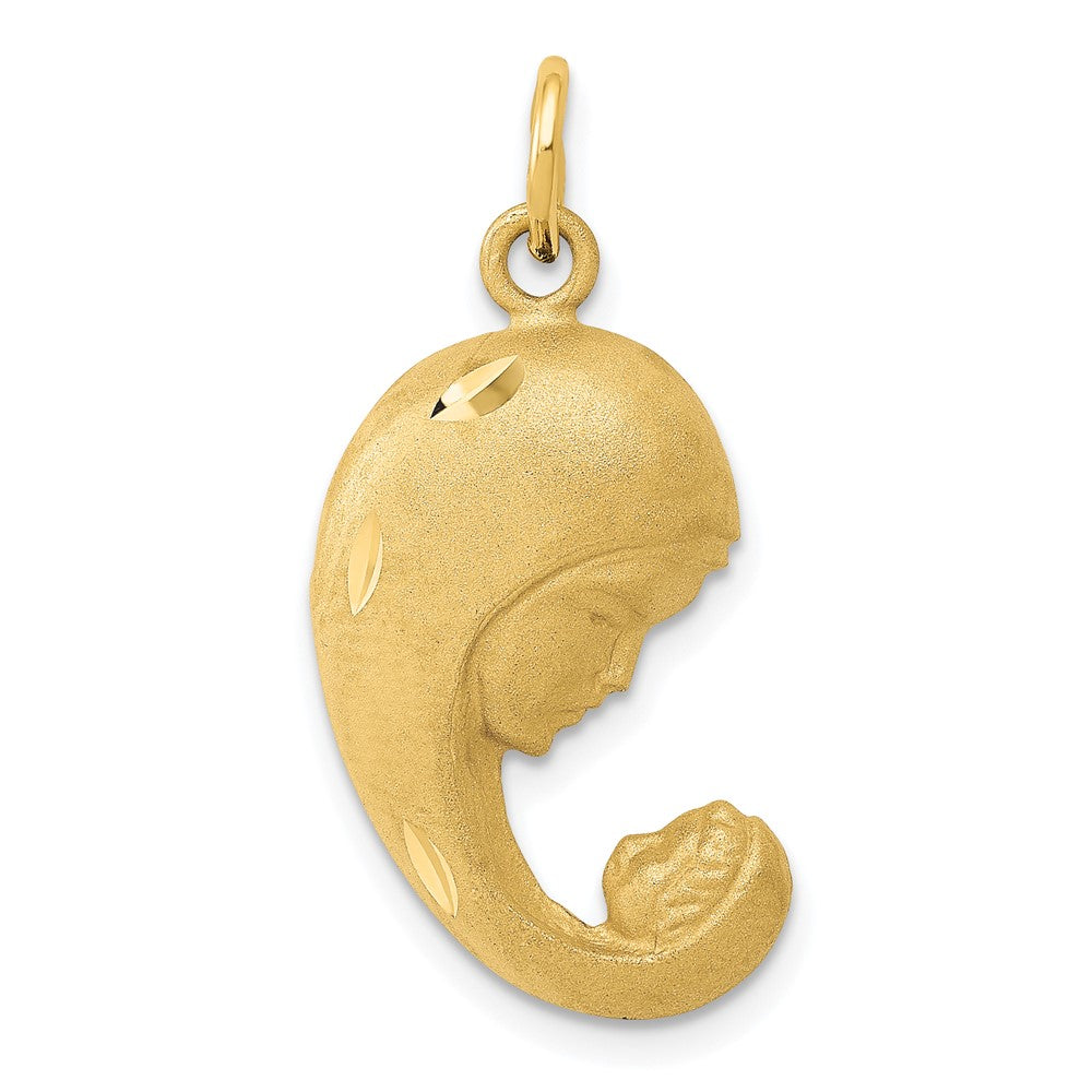 14k Yellow Gold Mother and Baby Charm or Pendant, 14mm (9/16 inch), Item P26407 by The Black Bow Jewelry Co.