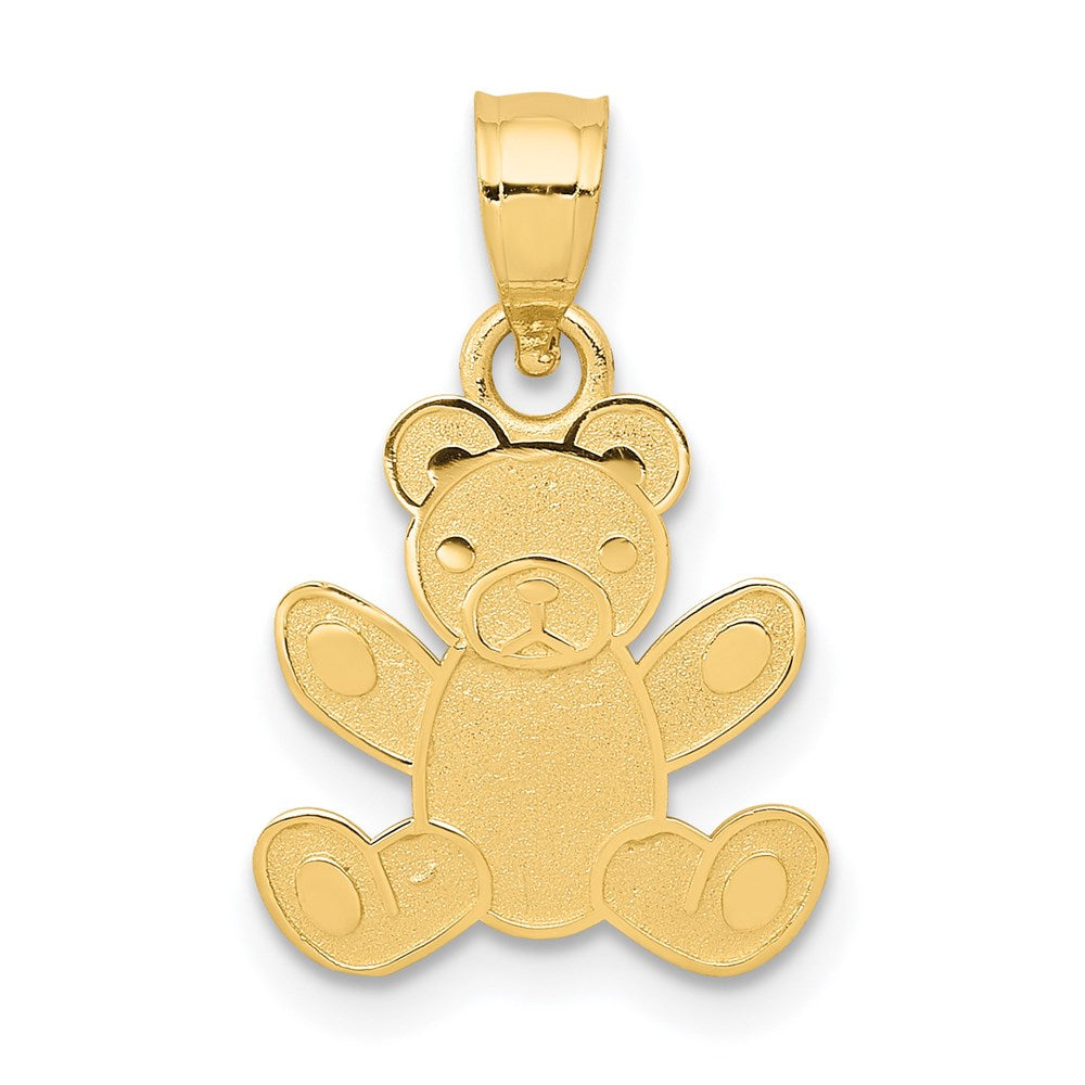 14k Yellow Gold Polished Teddy Bear Pendant, 11mm (7/16 inch), Item P26419 by The Black Bow Jewelry Co.