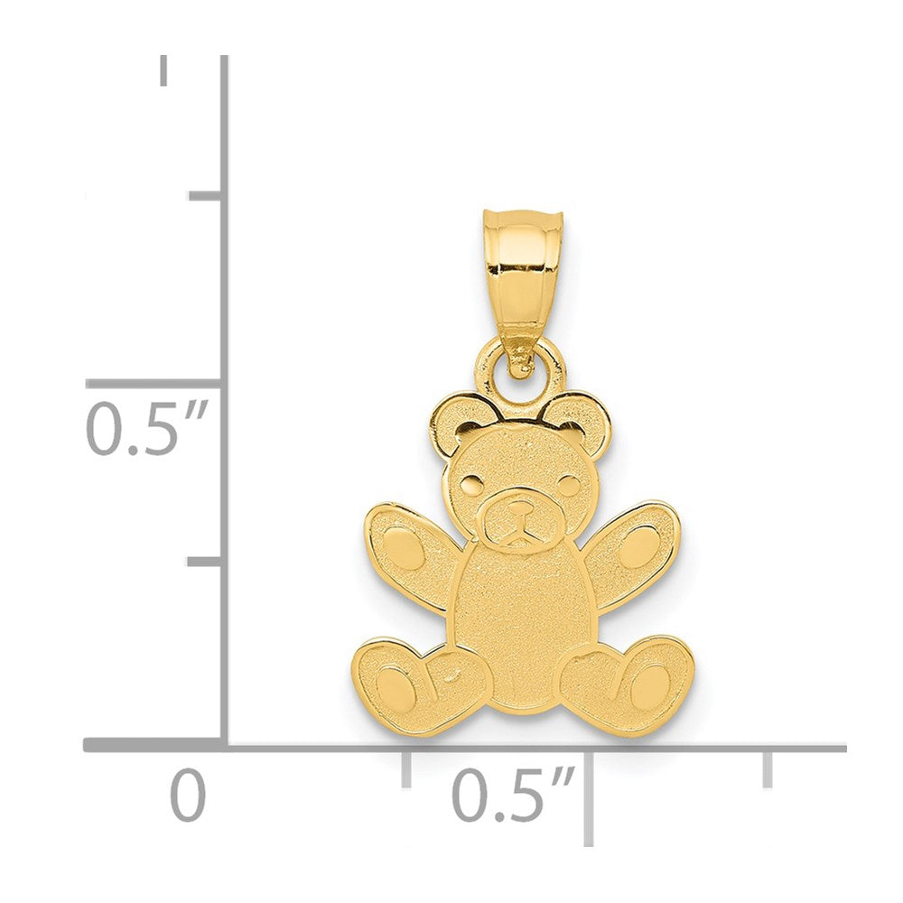 Alternate view of the 14k Yellow Gold Polished Teddy Bear Pendant, 11mm (7/16 inch) by The Black Bow Jewelry Co.