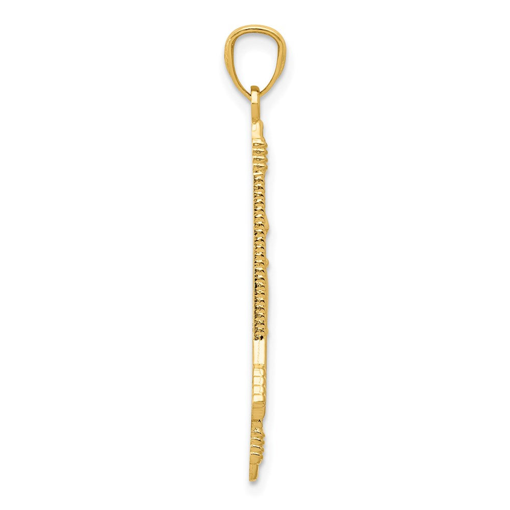 Alternate view of the 14k Yellow Gold Bow and Arrow Pendant, 11 x 36mm by The Black Bow Jewelry Co.