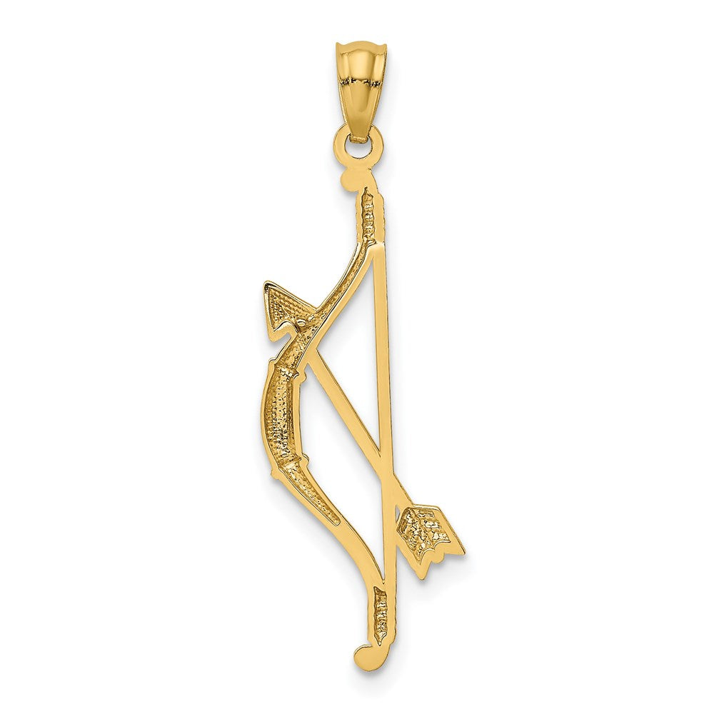 Alternate view of the 14k Yellow Gold Bow and Arrow Pendant, 11 x 36mm by The Black Bow Jewelry Co.