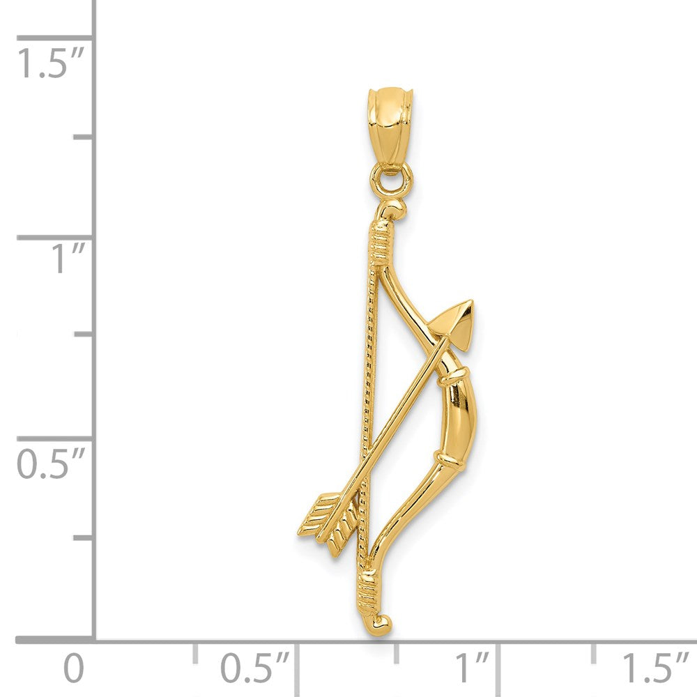 Alternate view of the 14k Yellow Gold Bow and Arrow Pendant, 11 x 36mm by The Black Bow Jewelry Co.