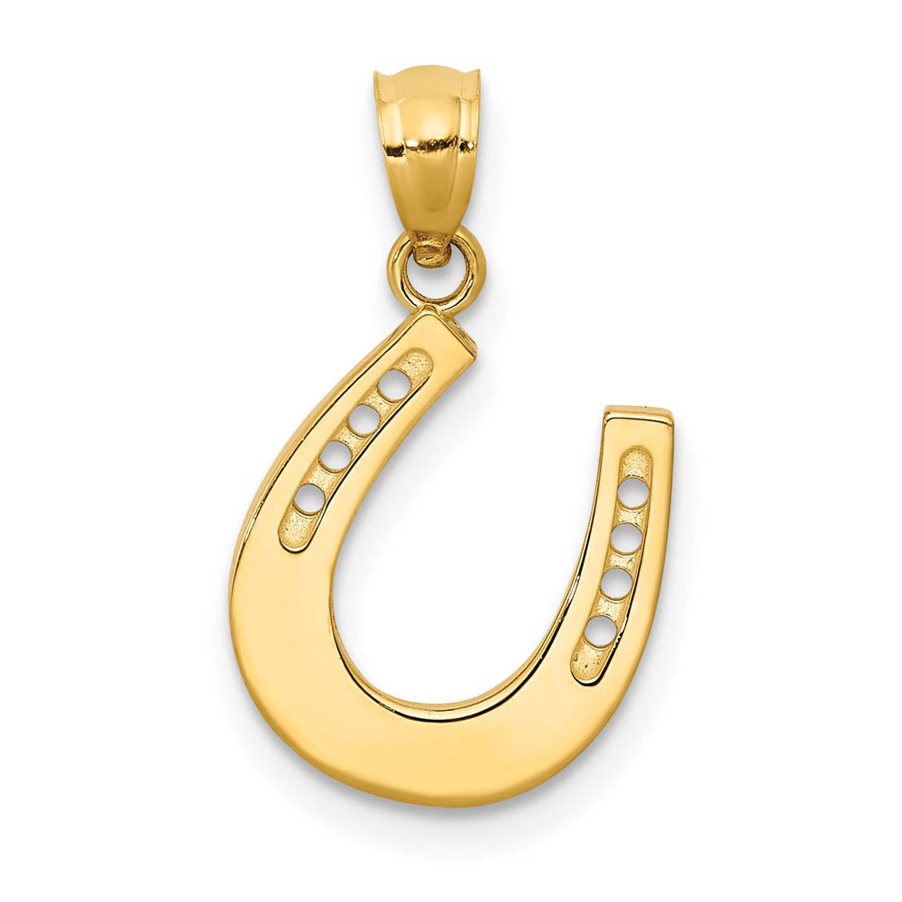 14k Yellow Gold Reversible Horseshoe Pendant, 13 x 20mm, Item P26457 by The Black Bow Jewelry Co.