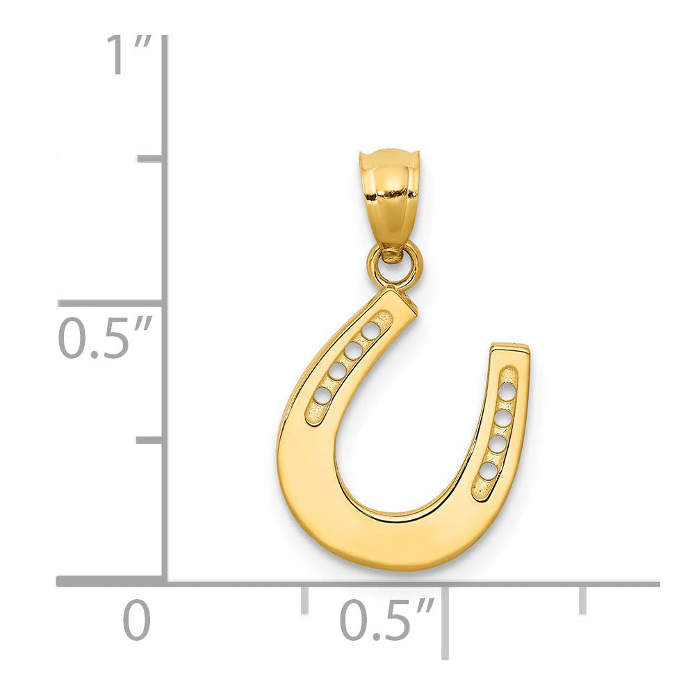 Alternate view of the 14k Yellow Gold Reversible Horseshoe Pendant, 13 x 20mm by The Black Bow Jewelry Co.