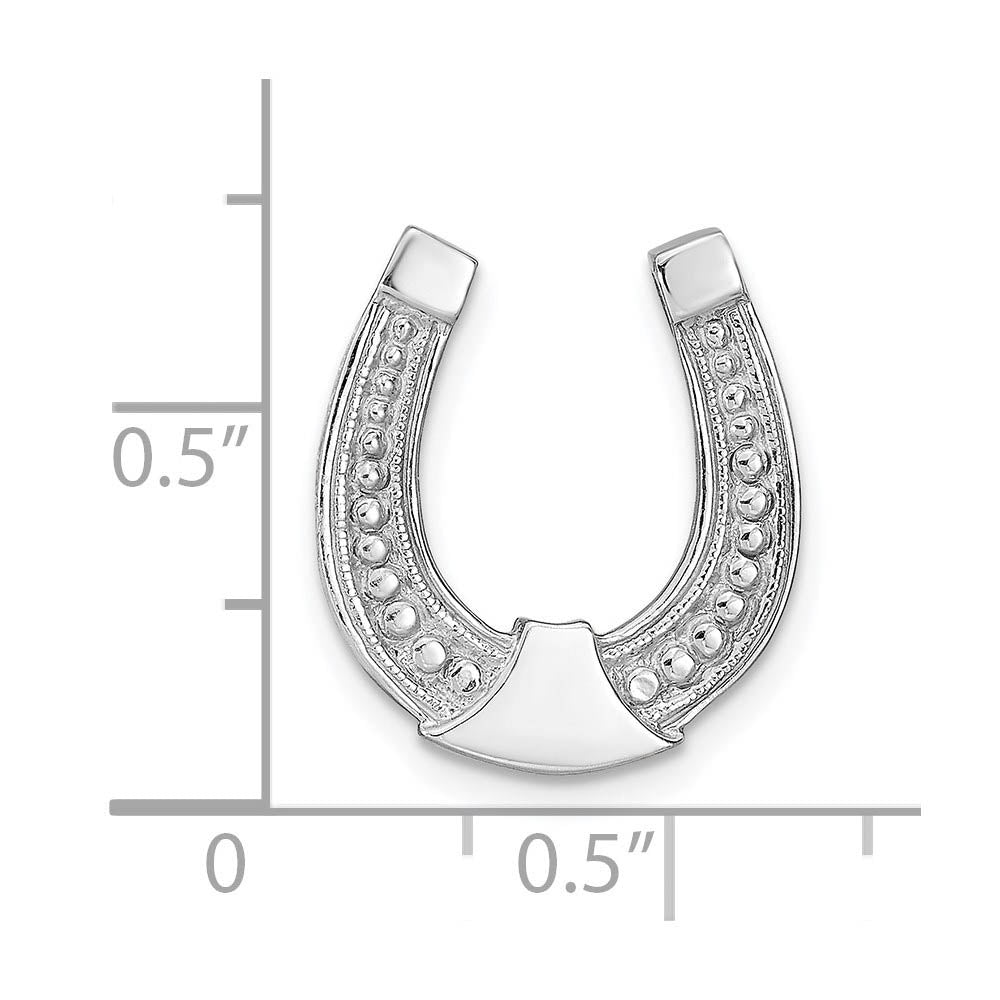 Alternate view of the 14k White Gold Horseshoe Chain Slide Pendant, 15mm (9/16 inch) by The Black Bow Jewelry Co.