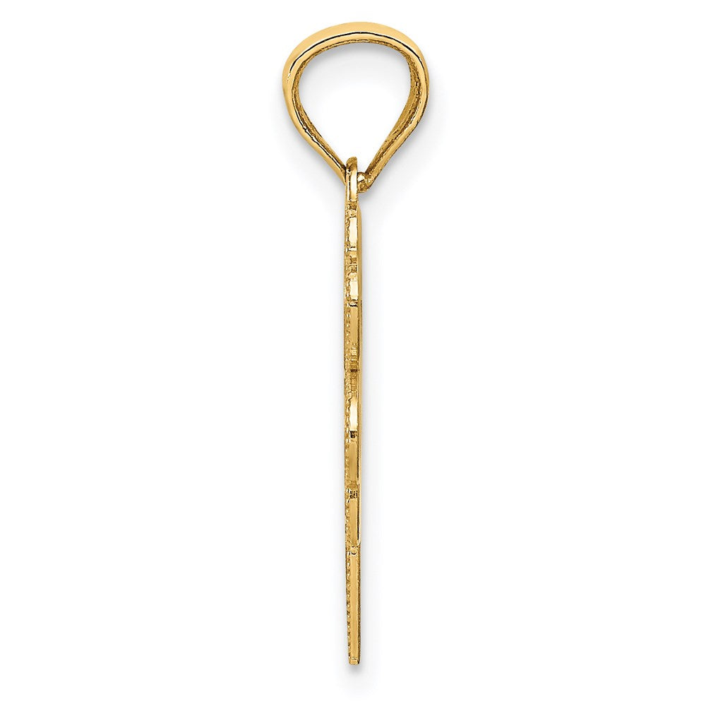 Alternate view of the 14k Yellow Gold Diamond Cut Four Leaf Clover Pendant, 11mm (7/16 inch) by The Black Bow Jewelry Co.