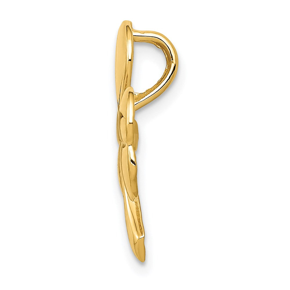 Alternate view of the 14k Yellow Gold Polished Shamrock Slide Pendant, 18mm (11/16 inch) by The Black Bow Jewelry Co.