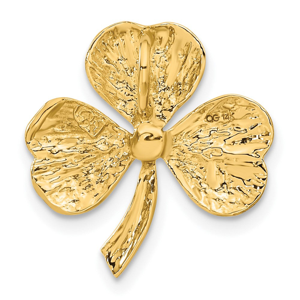 Alternate view of the 14k Yellow Gold Polished Shamrock Slide Pendant, 18mm (11/16 inch) by The Black Bow Jewelry Co.