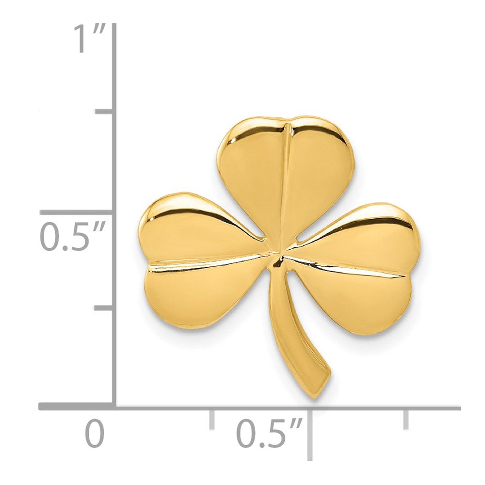 Alternate view of the 14k Yellow Gold Polished Shamrock Slide Pendant, 18mm (11/16 inch) by The Black Bow Jewelry Co.
