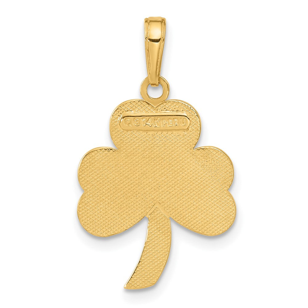 Alternate view of the 14k Yellow Gold & Green Enameled Shamrock Pendant, 16mm (5/8 inch) by The Black Bow Jewelry Co.