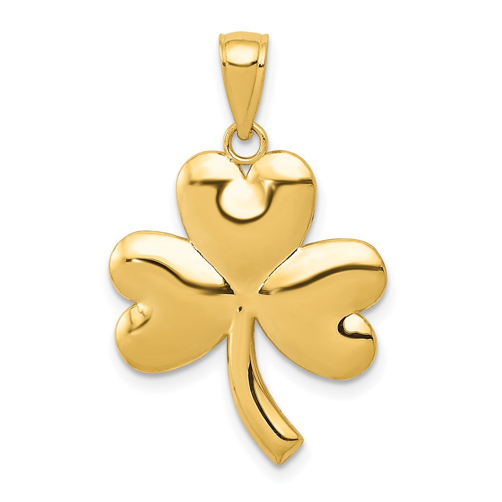 14k Yellow Gold Polished Shamrock Pendant, 19mm (3/4 inch), Item P26491 by The Black Bow Jewelry Co.