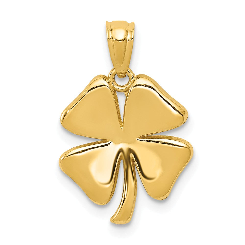 14k Yellow Gold Polished Four Leaf Clover Pendant, 13mm (1/2 inch), Item P26493 by The Black Bow Jewelry Co.