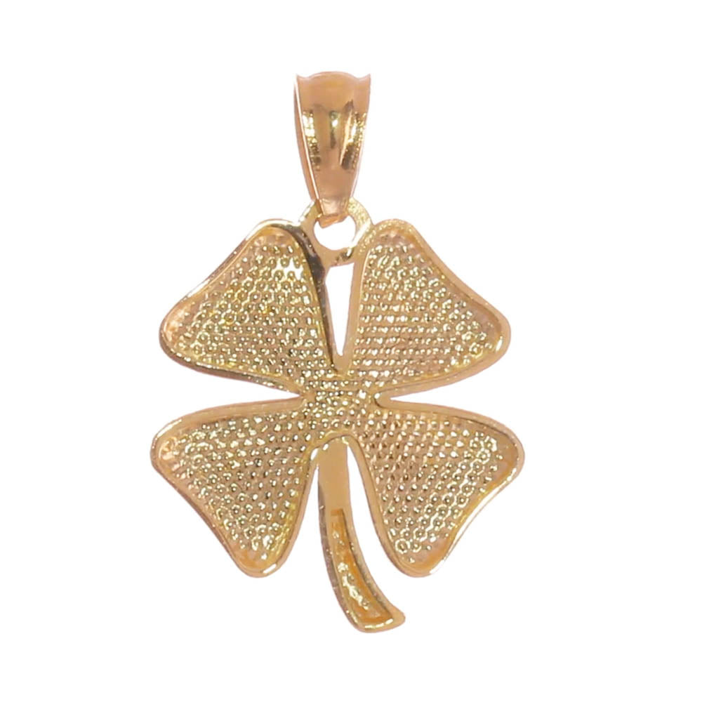 Alternate view of the 14k Yellow Gold Polished Four Leaf Clover Necklace by The Black Bow Jewelry Co.